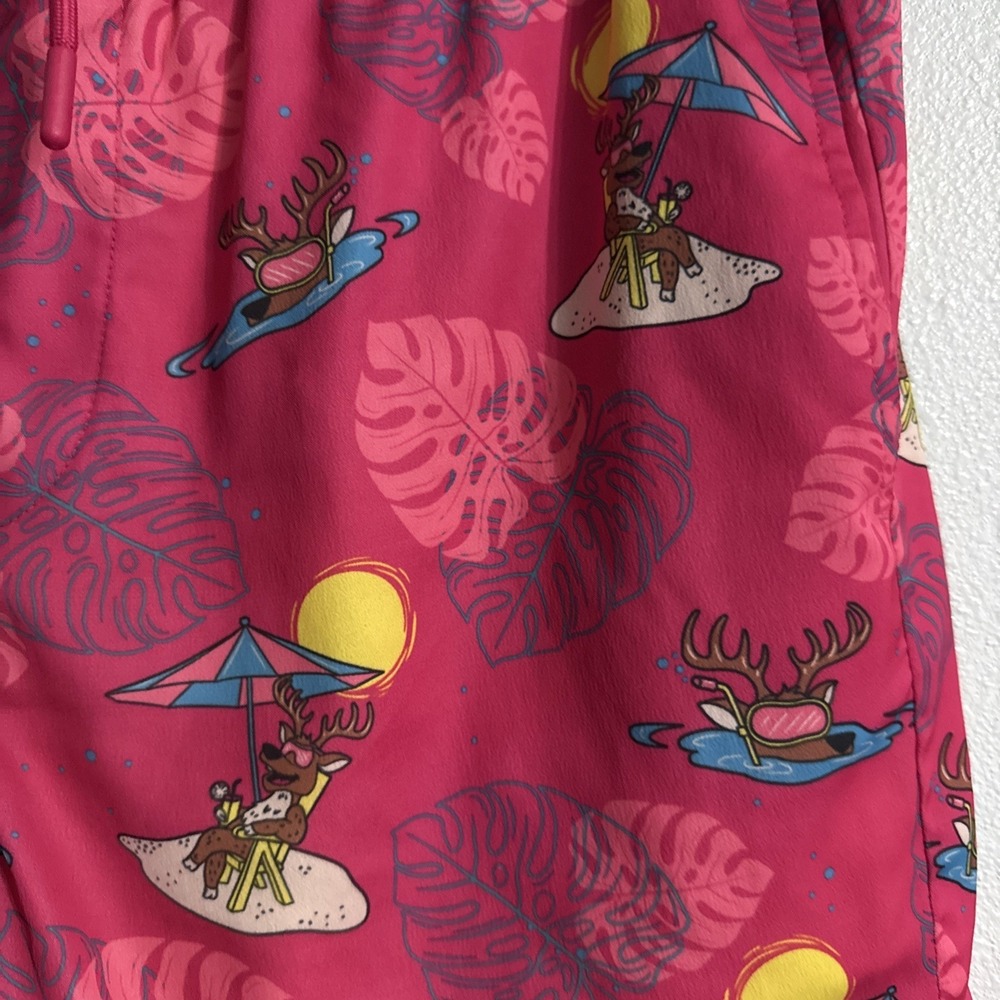 Aeroline Mens 5" Swim Trunks "Beach Buck" "Surfing deer"‎ Pink Mens Large - Picture 2 of 7